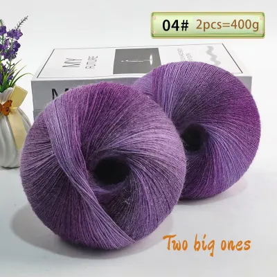 400g Multicolored Gradient Rainbow Long-Dyed Pure Wool Yarn Skeins 2 Large Skeins Crochet Yarn for Handmade Knitting Elegant Ladys Shawl Colorful Fashion Sweater Flower Hat Yarn Skeins 2 Skeins/Pack