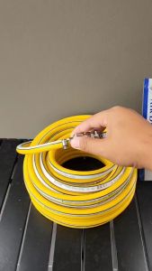 สายลมญี่ปุ่นสีเหลือง Leon 30 เมตร + คอปเปอร์หัว-ท้าย หนา 3 ชั้น แบนรด์ญี่ปุ่น(แถมฟรีปืนเป่าลม)