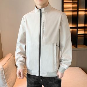 ROMON | Lormen Mens Stand Collar Jacket Short Casual Outdoor Fashionable Windproof Workwear Coat Spring Autumn New Style Polyester Fiber