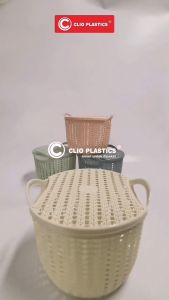 Keranjang Serbaguna Topas + Tutup - Multifungsi, Ukuran 18.6 cm x 15 cm, Handle, Estetika Unik, Keamanan Barang Terjamin - BY GROSIR HAPPY FAMILY