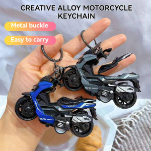 Creative Alloy Pull Back Wheel Motorcycle Keychain Simulation Toy Car Model Keychain Car Key Pendant