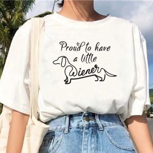 Sausage Dog Streetwear Fashion Women T-Shirts Harajuku Kawaii Clothes Short Sleeve Summer Tees Casual Korean Female Tops O-Neck