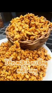 Yến mạch nướng mật ong Không đường Không dầu cán mỏng ăn liền Giàu chất xơ giảm cân gym Eat clean