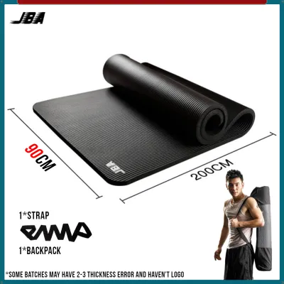 JBA Excercise Matt For Workout Thick 20MM Extra Long 200CM With Carrying Bag Durable NBR Anti Tear Yoga Mat For Men Wide Size Yoga Matt Makapal Gym Mat For Workout