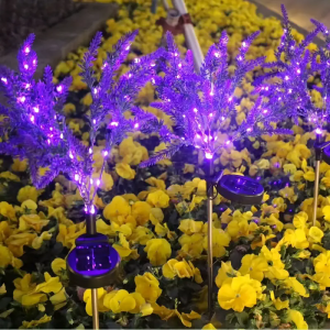 4pcs Solar-Powered Purple Lavender LED Landscape Lights Outdoor Garden Decor Halloween Christmas Festive Lawn Waterproof 201