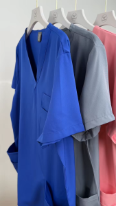 Elastic Scrub Set Operating Room Surgical Uniform Dental Veterinary Work Uniforms V-neck Short Sleeved Tops Pants Suit Wholesale