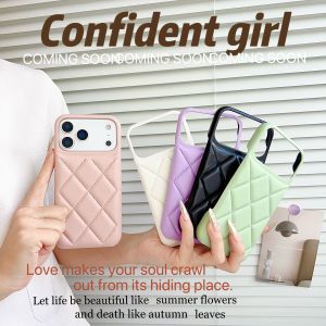Luxury Rhombic Grid-like Leather Phone Case for iPhone 17 Air 16 15 14 Plus 13 12 11 Pro Max Comfortable Shockproof Bumper Cover