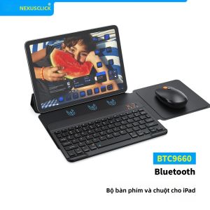 Combo Chuột Bàn Phím Bluetooth NexusClick Dành Cho iPad Slim Hộp Đựng Từ Tính Đa Hệ Thống Có Thể Gập Lại Im Lặng Type-C Sạc Nhanh Tương Thích Với iPad iPhone Android Windows macOS