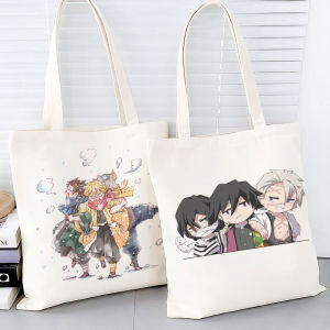 Large Capacity Canvas Bag Haunted Mansion Anime Bag Single Shoulder Bag Tutor Bag Anime Cartoon Print Casual Tote Bag
