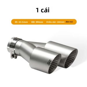 Ống Xả Kép Bằng Thép Không Gỉ Đầu Mút Pô Đa Năng Màu Bạc Mờ Nâng Cấp Cho Phụ Kiện Ô Tô