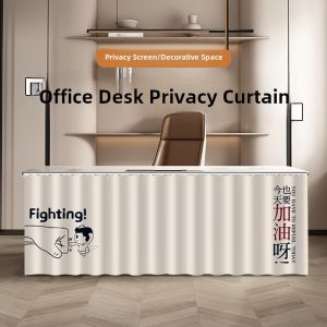 Modern Minimalist Office Desk underneath Privacy Curtain Computer Desk Windproof Curtain No Punching Needed Commercial Use