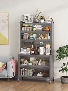 NINI Kitchen Cabinet with Worktop | Multi-functional Kitchen Utensil Organizer | Dustproof Storage Cabinet | Kitchen Sideboard with Pegboard