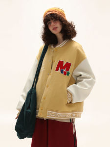 MASONPRINCE X the GOD PARTICLE AW22 Symmetrical Design Towel Embroidery Baseball Jacket Youth Fashion Autumn Outerwear