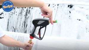 TOOLCY Pressure Washer Short Gun with Stainless Swivel & QC 304 Stainless Steel 3/8" Plug & 1/4" Quick Connect Commercial Grade Max 5000 PSI / 10.5 GPM Premium Power Washer Gun for Car Detailing