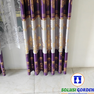 Gorden Jendela Ruang Tamu Mewah Kain Blackout Floking Tebal Tidak Terawang Motif Batik Printmas