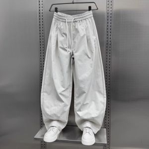 Quần Dài Nam Cỡ Lớn 300 Pound Cạp Chun Màu Trơn Ống Rộng Mùa Hè Mỏng Rộng Rãi Đa Năng Quần Dài Thường Ngày