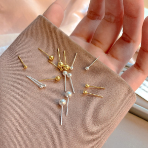 Elegant Gold-touched Alloy Earrings for Women with Anti-allergy Round Ball Design Sleep-friendly Jewelry Accessories