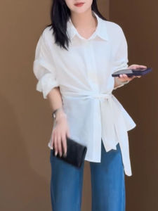 Shalldoer | French Fashion Slim Fit Shirt Women Early Autumn Plus Size Conceal Belly Elegant Style Casual Long Sleeve Round Neck Top