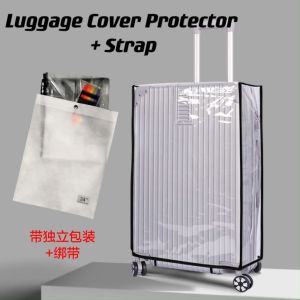 Transparent Luggage Cover Protector &Strap(20"&24") Sarung Beg Luggage Travel Cover Waterproof Cover Luggage Usable Suitcase