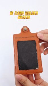 IHolder Grafir - ID Card Holder Kulit Name Tag Kulit Custom Nama Logo Perusahaan Holder Kulit Murah Card Holder Grafir Lanyard Kulit Custom