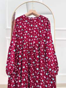 Nesty midi dress rayon motif bunga daily wear