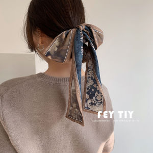 Renaissance Artistic Long Silk Scarf for Women Decorative Narrow Tie Spring Autumn Versatile Accessories Hairband Bag Wrap