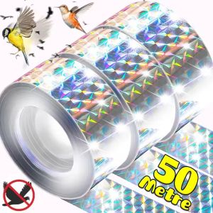 50m Bird Repellent Scare Tape Reflective Flash Anti Bird Tape Pigeon Repellent Tape Double-sided Bird Repeller Pest Control Ribbon