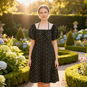 Slim Fit Floral Print Tie Dress