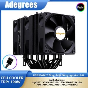 Tản Nhiệt CPU 6 Ống Dẫn Nhiệt 4PIN PWM Cho LGA1700 1200 1150/1151/1155/1156 2011 X99 AMD AM4 AM5 - Tháp Tản Nhiệt Màu Đen
