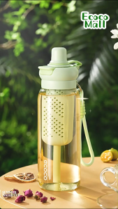Bình nước ECOCO 720ml cao cấp Bình hút có ngăn lọc kèm dây đeo chống tràn nhựa Tritan an toàn sức khỏe 25059