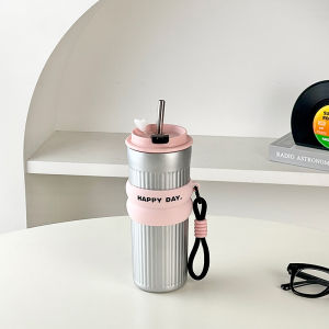 Insulated Cup with Straw Dual Drinking Mode Portable