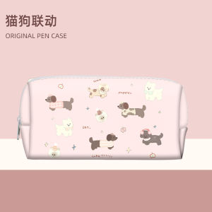 Large Capacity Canvas Animal Oil Painting Pencil Case Cute Student High Aesthetic Value Stationery Box for Junior And High School Girls