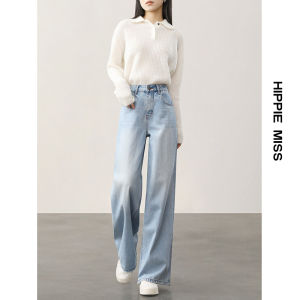 HIPPIE MISS | Bohemian Style Light Blue Wide Leg Denim Pants