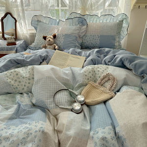 Korean Style Thickened Milk Velvet Flannel Four-Piece Set A-Face Pure Cotton B-Face Warmth Triplet Set Bedding Covers