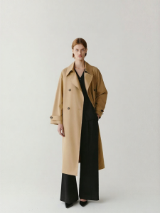 ICICLE | Autumn Silk Wool Blended Twill Fabric Coat