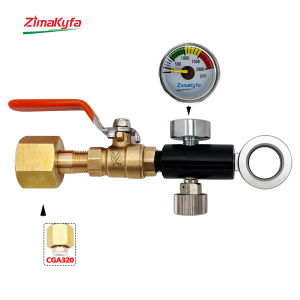 Soda Water CO2 Refill Adapter for Sodastream Quick Connect Cylinder DUO Art Terra ChargingBall Valve 250Bar 2kPsi Gauge