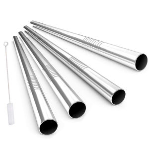 4 Ống Hút Bằng Thép Không Gỉ 304 Có Thể Tái Sử Dụng 12Mm Với Bàn Chải Làm Sạch Ống Hút Uống Rộng Thân Thiện Với Môi Trường Cho Sinh Tố Và Sữa Lắc