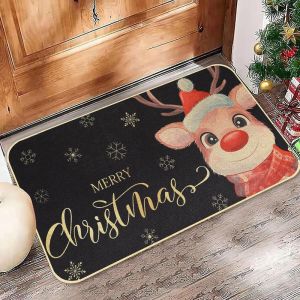 VIKAMA Rustic Farmhouse Christmas Door Mat Vintage Tree Snowflake Print Anti Slip Rug For Entryway Indoor Outdoor Xmas Decor