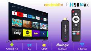 TV Stick S905L3 H96 MAX Android 14 4K BT 2.4G 5G Wifi Media Player Voice Assistant Remote Home Android Smart TV Stick