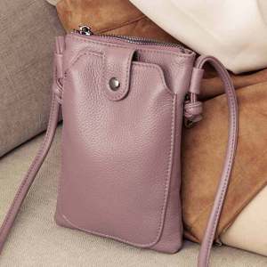 PU Leather Solid Color Womens Diagonal Cross Bag Portable Double-Layer Buckle Mini Phone Wallet Shoulder Bag