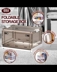 IDEA Storage Cabinet - Storage Containers Stackable Plastic Shelves Organizer Folding Storage Box Collapsible Totes For Storage 29L 42L 57L 85L Clear Storage Bins Stackable Under Bed Storage Container