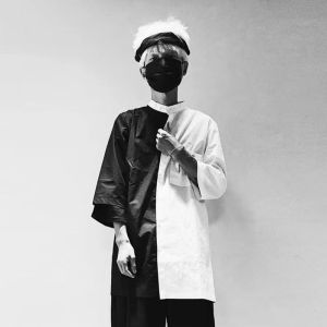 Shirt Mens Outerwear Loose Trendy Chinese Fad 3/4 Sleeve Lining Japanese Leisure Black and White Jacket Short Sleeve Overalls