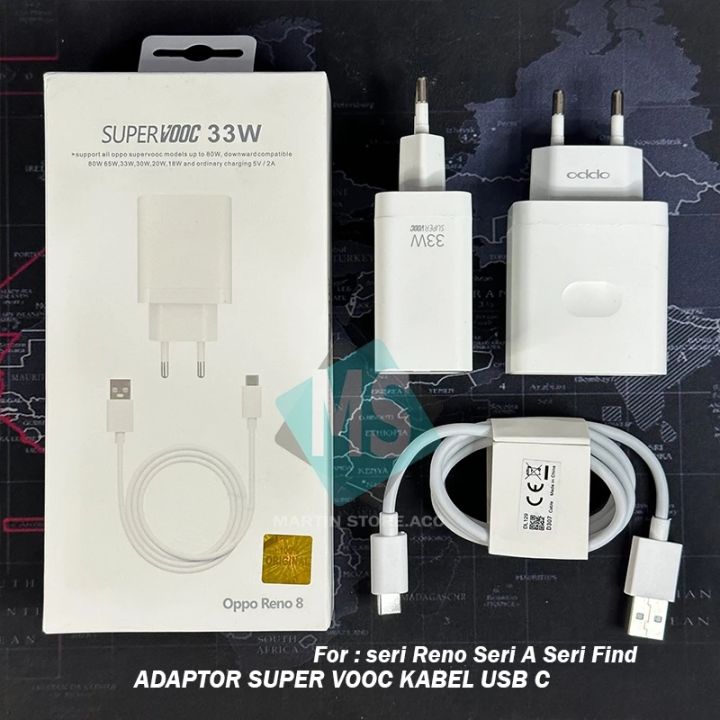 Charger OPPO 33W Super VOOC Fast Charging Kabel USB Type C Casan