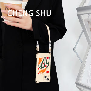 เคสโทรศัพท์ซิลิโคนสาขามะกอกสําหรับ iPhone 14 Pro Max ดอกไม้สีส้ม ผ้าฝ้าย เชือกมือถือเชือกแขวนป้องกันการล่มสลาย