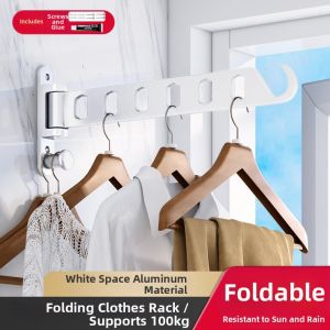 Foldable Invisible No Drilling Extendable Clothes Drying Rack