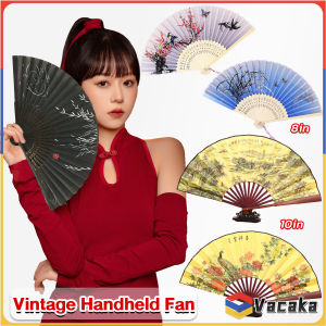Vacaka Floral Folding Fan Silk Hand Folding Chinese Style Fabric Folding Fan for Wedding Dancing Church Party