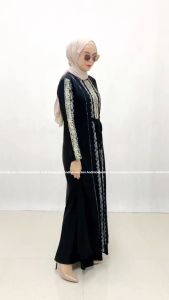 Gamis Abaya Turkey 467 Amarta Hitam Putih Dewasa Muslim Bordir dan Payet Mewah Andinicollection