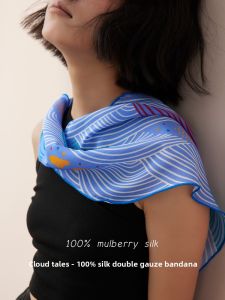 YINGMEI | 100% Silk Triangle Scarf Blue 2025 New Arrival
