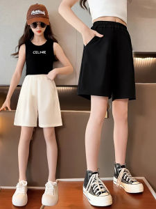Pure Cotton Girls Shorts Summer New Style Trendy Cool Versatile Mid-Length Pants Childrens Clothing Five-Quarter Length