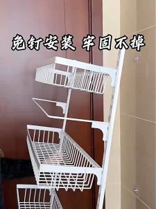 【SG STOCK】Non punching kitchen storage rack | Bathroom wall mounted storage rack | Adjustable storage rack behind door | Wall mounted seasoning storage rack